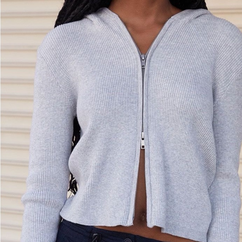 PacSun John Galt Arden Knit Hoodie (Light Gray)